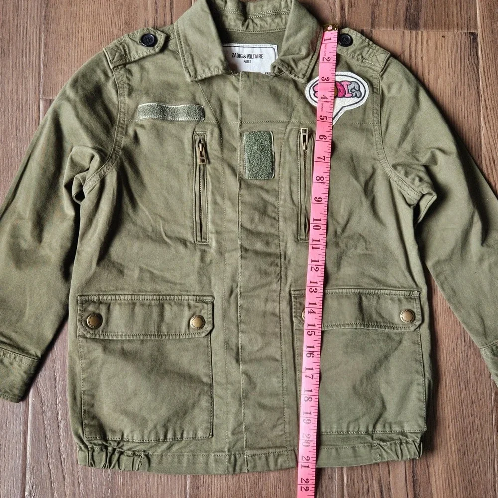 Zadig & Voltaire Military Coat Kids 8 Army Green NEW Embroidered Utility Jacket